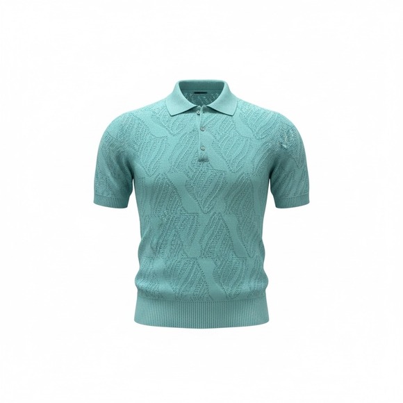 St. Croix Knits Other - St Croix Knits Men's Teal Textured Knit‎ Polo Shirt Size XL Made in USA